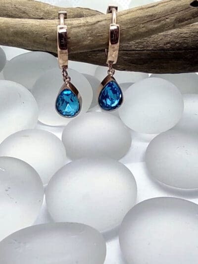 σκουλαρίκια με μπλε πέτρες zoya