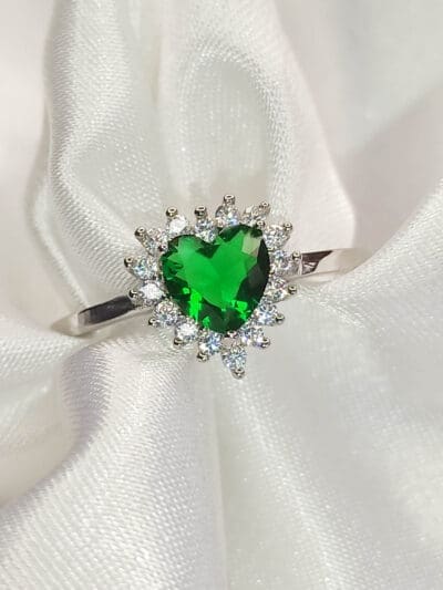 ασημένιο δαχτυλίδι με ζιργκόν inez πράσινο
