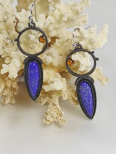 γυναικεία σκουλαρίκια με μπλε πέτρες lola